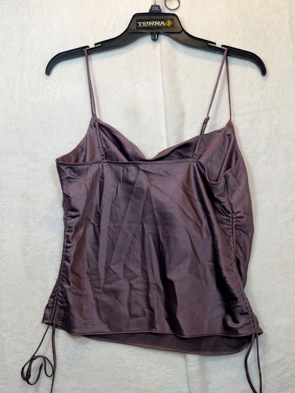 Dynamite Crop Top Womens Size Small Purple Satin Scrunch Side 90s Clubwear - Picture 8 of 8